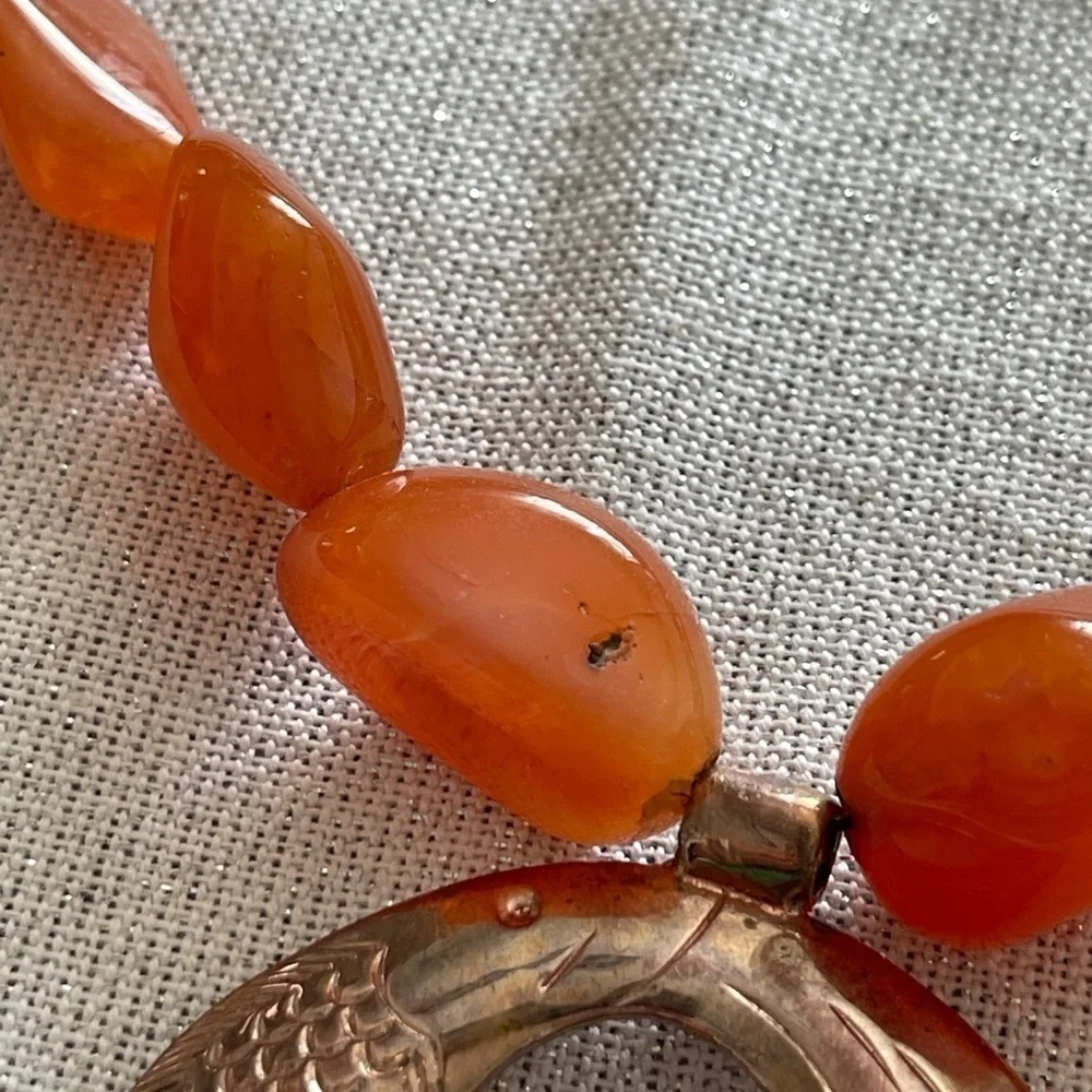 Vintage carnelian copper necklace